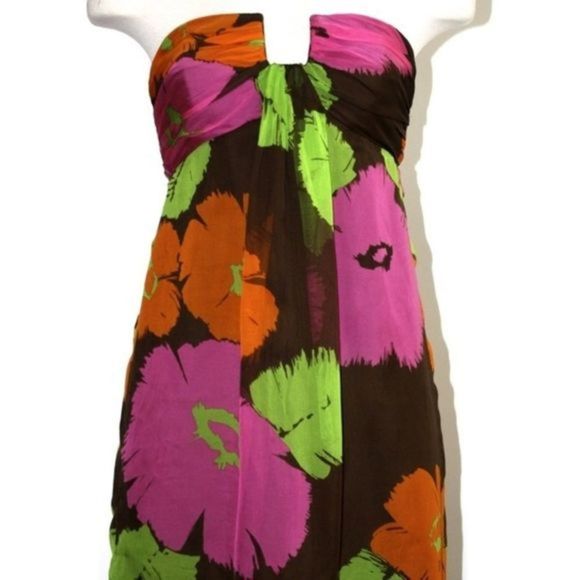MILLY MULTI-FLORAL STRAPLESS DRESS SIZE 4 - Picture 1 of 6